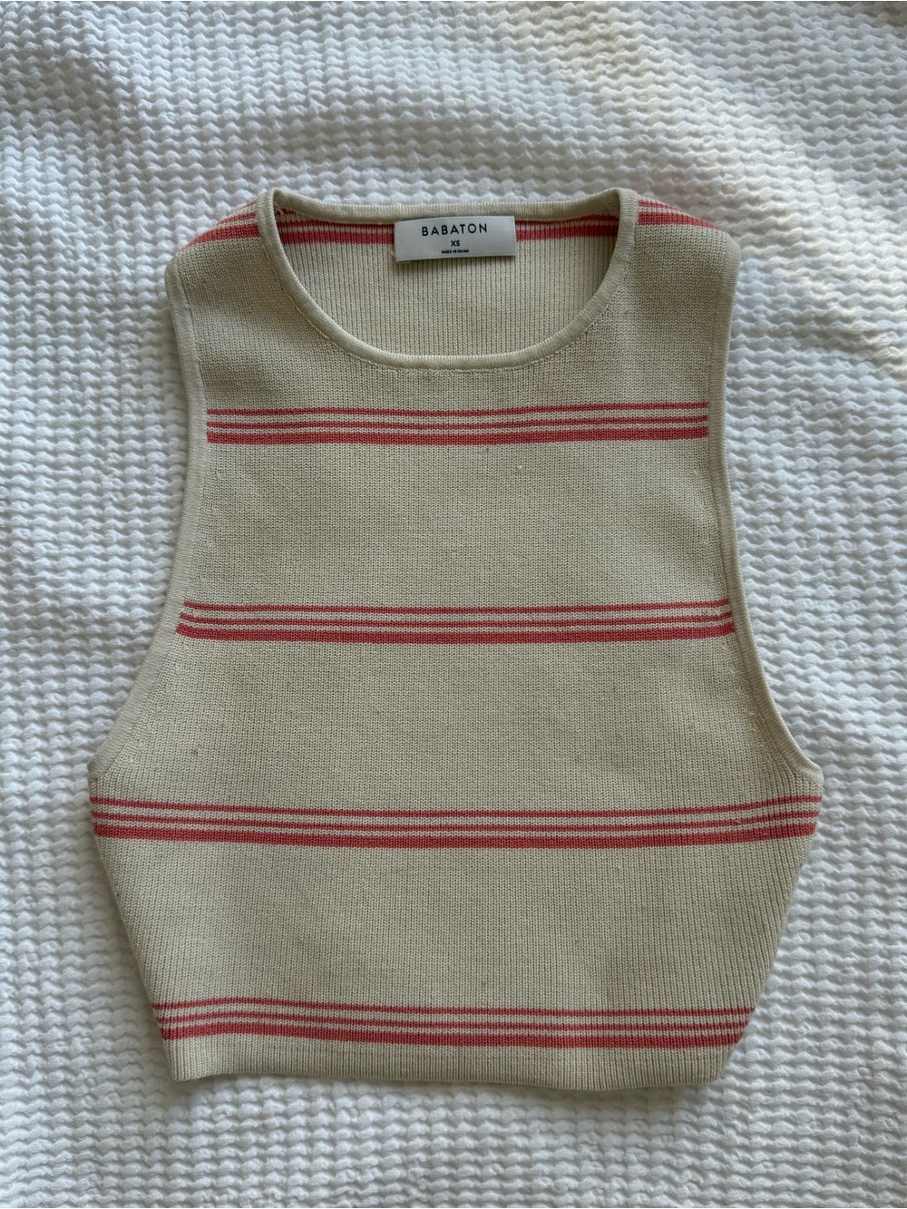 Babaton Cream Tank with Red Stripes